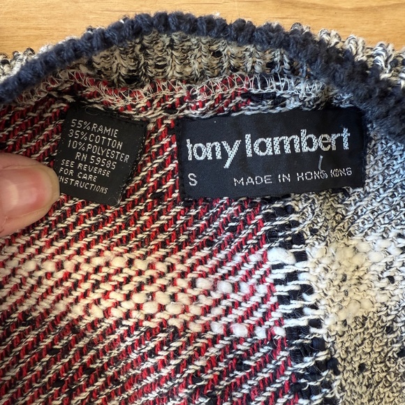 VINTAGE MENS TONY LAMBERT CARDIGAN SWEATER 80- 90’S PLAID CHECKED GRANDPA CORE S - Picture 8 of 9